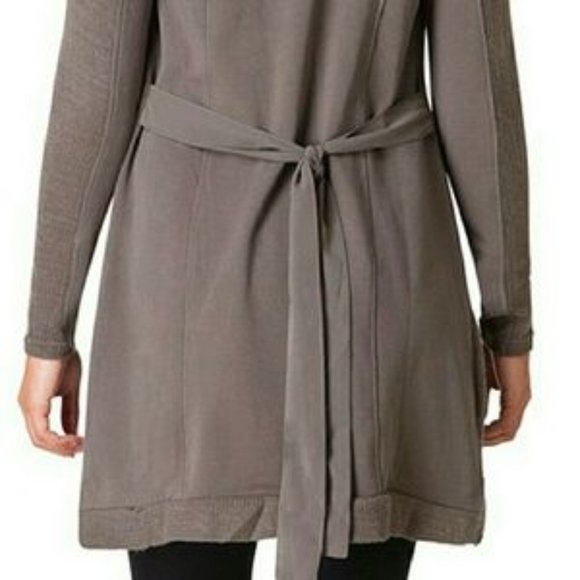 Drape Front Long‎ Sleeve Textured Layered Fabric Cardigan Fairy Neutral - Picture 3 of 14